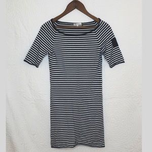 Minnie Rose Navy and White Striped Sweater Dress